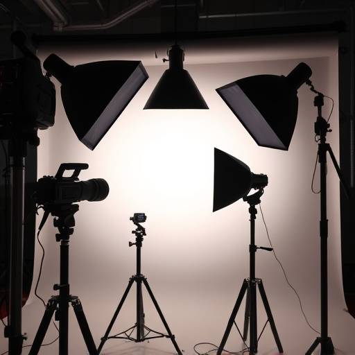 Equipo de iluminación profesional utilizado en el estudio de grabación.